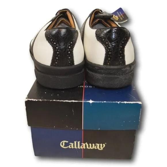 Men's Vintage Callaway Maximus White &amp; Black Leather Saddle Golf Shoes 13N NIB