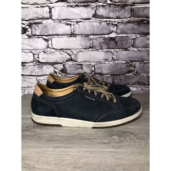 Mephisto Blue Suede Leather Lace Up Comfort Casual Shoes Men Sz 13M US/46EU