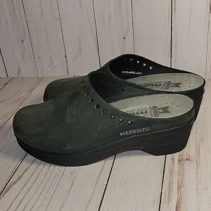Mephisto Mobils Clog Shoes Suede Mules Black  Perforated Cut outs  Slip-on 37