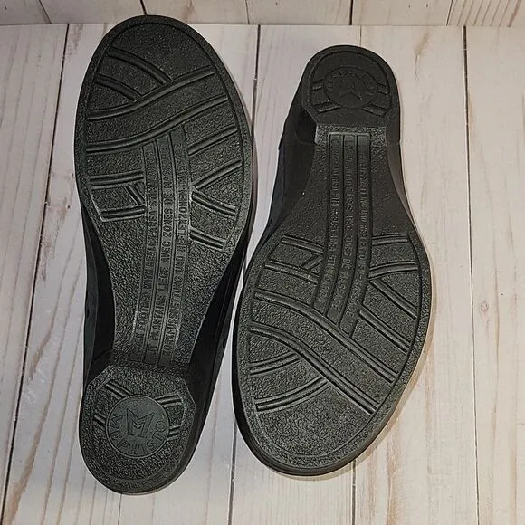 Mephisto Mobils Clog Shoes Suede Mules Black  Perforated Cut outs  Slip-on 37