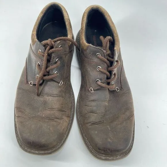 Merrell Mens Oxford Shoes World Vue Lace Up Leather J94355 Brown Size 10