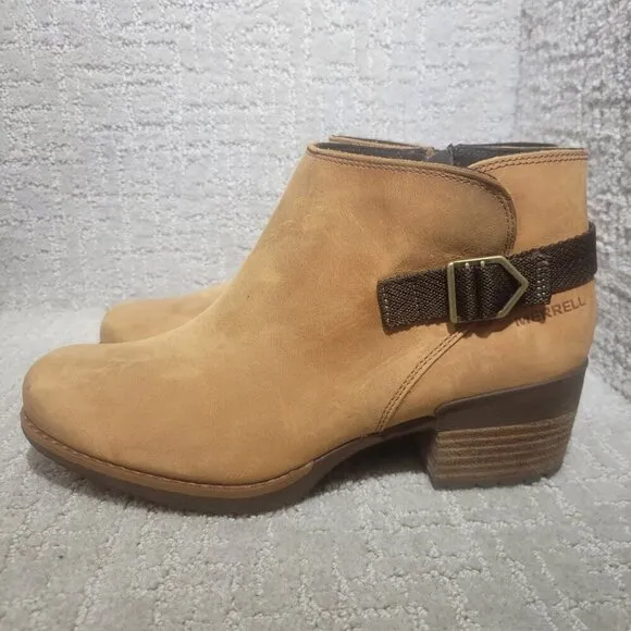 Merrell Shiloh Women's Size 9 Brown Leather Buckles Pull On Ankle Boots J001724