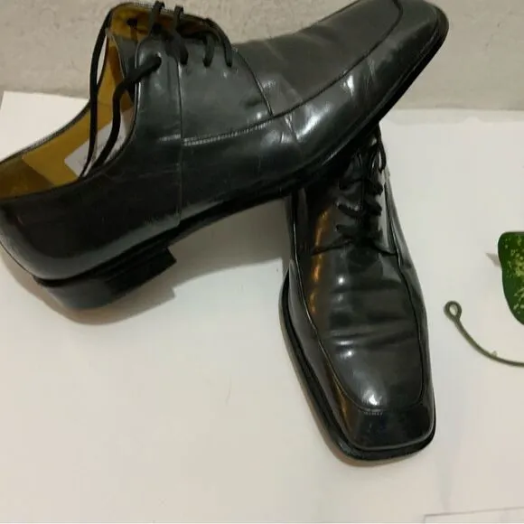 Mezlan &quot;Medolla&quot; dark gray glaze  Lace Up Oxford Leather Shoes Size 10M