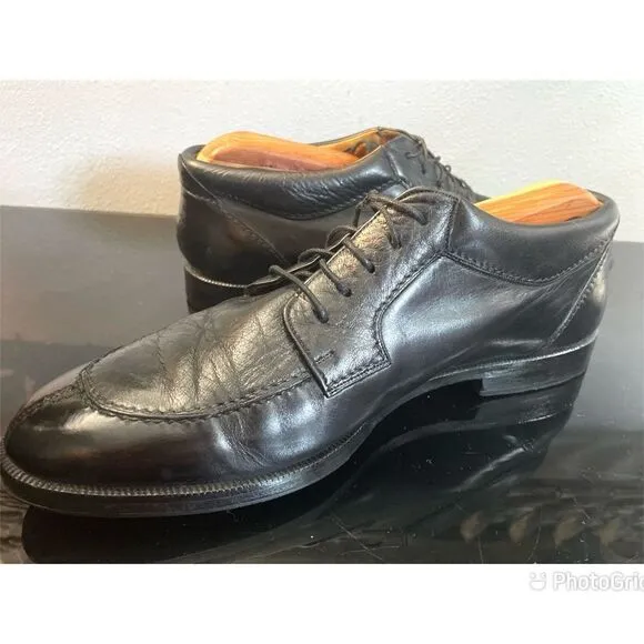 Mezlan Amsterdam Split Toe Derby Black Leather Men’s Handmade Shoes Size 9 M