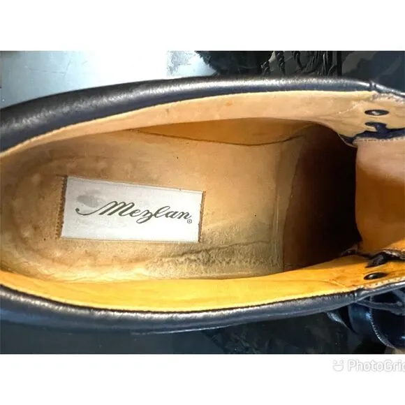 Mezlan Amsterdam Split Toe Derby Black Leather Men’s Handmade Shoes Size 9 M