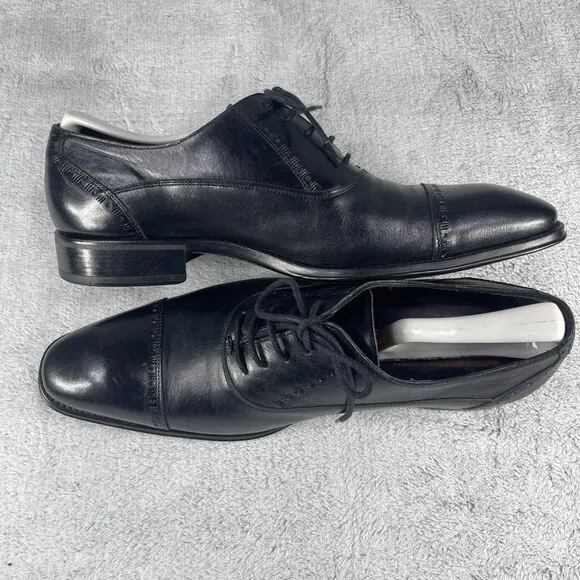 Mezlan Cap Toe Black Leather Dress Shoes Mens Size 11 M Black Lace-up Oxford
