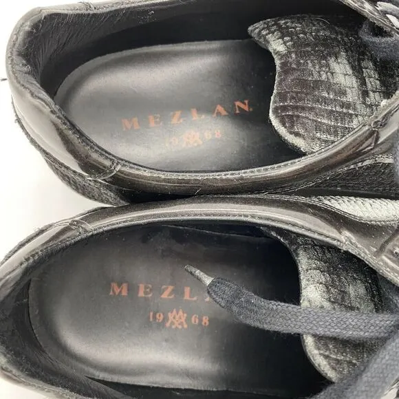 Mezlan Lope Calfskin &amp; Velvet Shoes Black Green Mens 9.5M