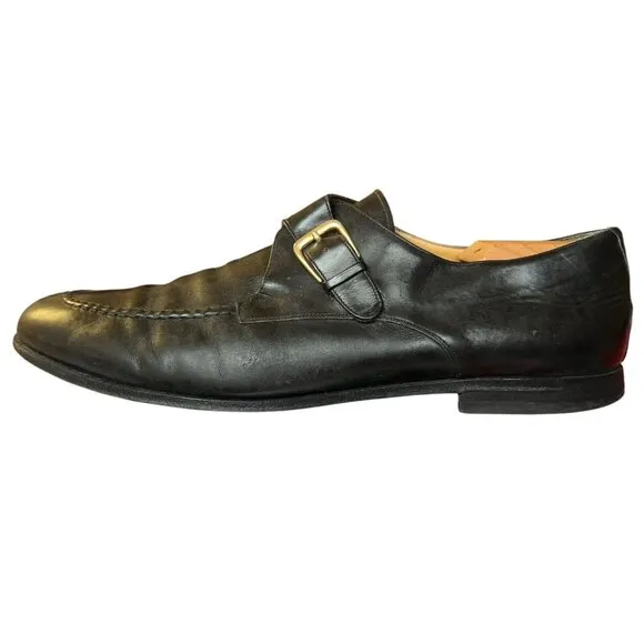 Mezlan Winthrop Black Leather Apron Split Toe Monk Strap Shoes Mens 13 M Spain