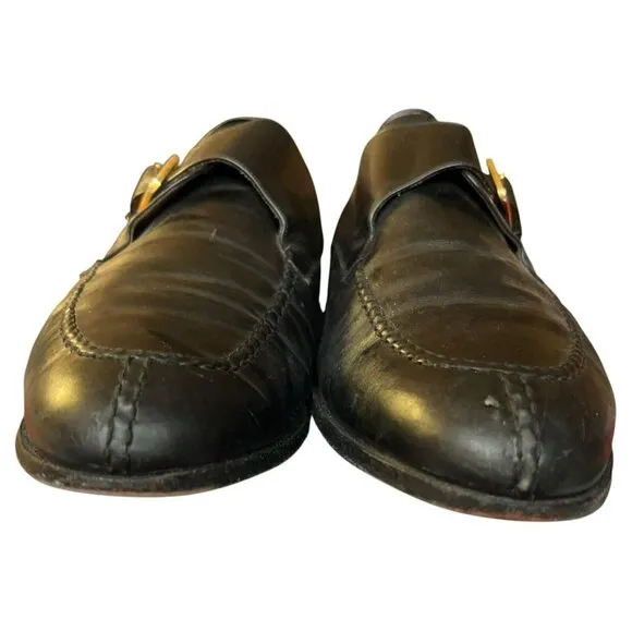 Mezlan Winthrop Black Leather Apron Split Toe Monk Strap Shoes Mens 13 M Spain