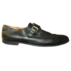 Mezlan Winthrop Black Leather Apron Split Toe Monk Strap Shoes Mens 13 M Spain