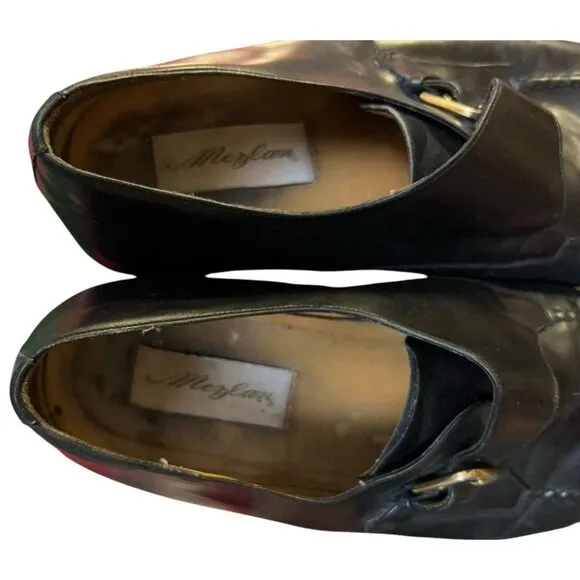 Mezlan Winthrop Black Leather Apron Split Toe Monk Strap Shoes Mens 13 M Spain