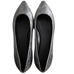 M.Gemi Esatto Gunmetel Crinkle Italian Leather Flats Sz 9