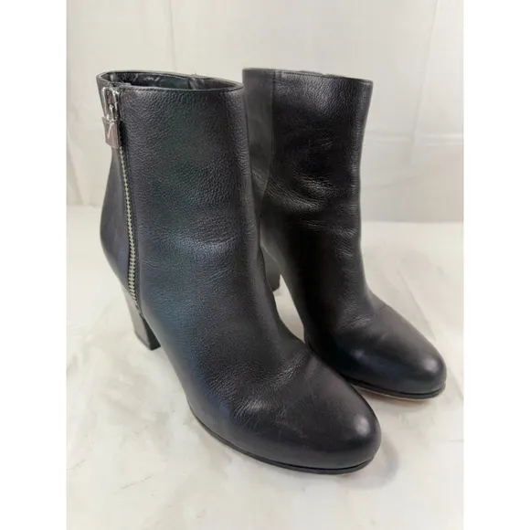 Michael Kors Black Leather Heeled Ankle Boots Women's Size 10