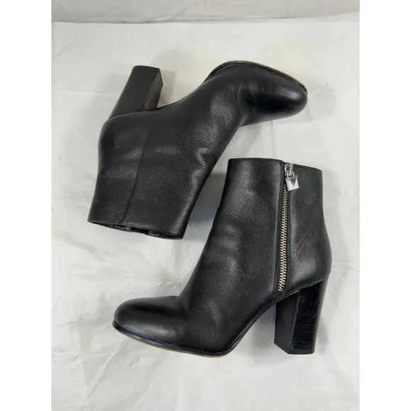 Michael Kors Black Leather Heeled Ankle Boots Women's Size 10