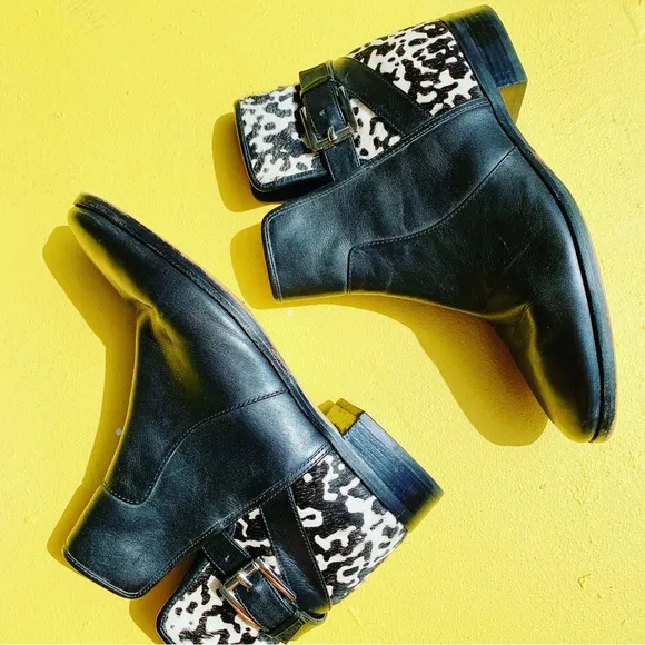MICHAEL KORS cow print leather ankle booties boots shoes size 7M