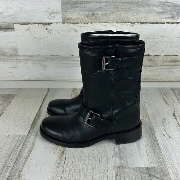Michael Kors Jonas womens 5.5 black leather biker ankle boots new