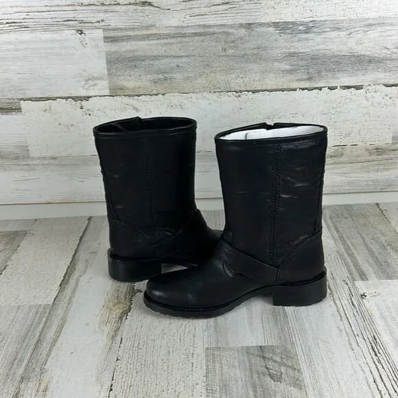 Michael Kors Jonas womens 5.5 black leather biker ankle boots new