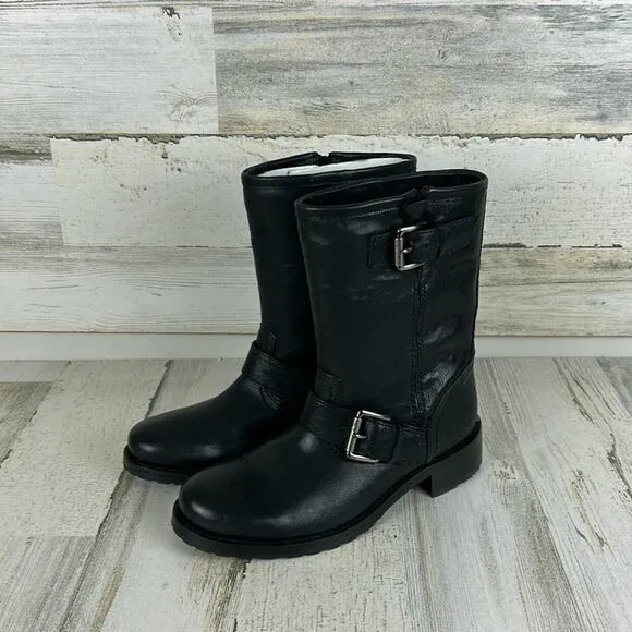 Michael Kors Jonas womens 5.5 black leather biker ankle boots new