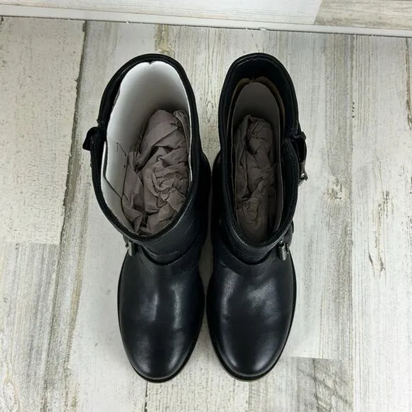 Michael Kors Jonas womens 5.5 black leather biker ankle boots new