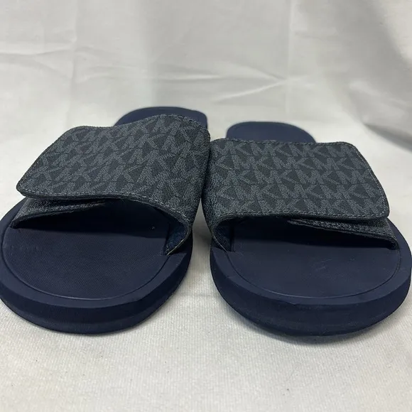 Michael Kors Navy Slide Eva sole velcro adjustable sandal slip in shoes size 8