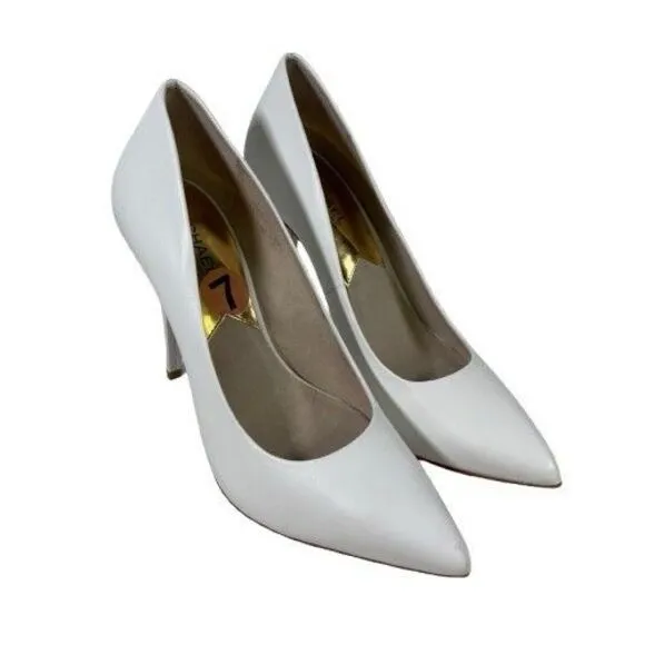 Michael Kors Women's Leather Stiletto High Heels Pumps Shoes Size 7M White