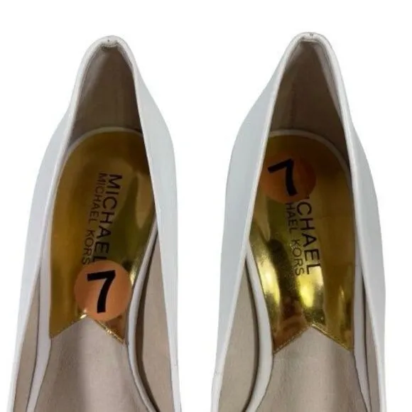 Michael Kors Women's Leather Stiletto High Heels Pumps Shoes Size 7M White