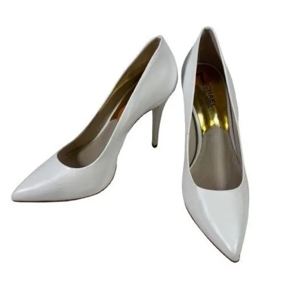 Michael Kors Women's Leather Stiletto High Heels Pumps Shoes Size 7M White