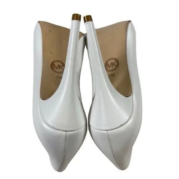 Michael Kors Women's Leather Stiletto High Heels Pumps Shoes Size 7M White