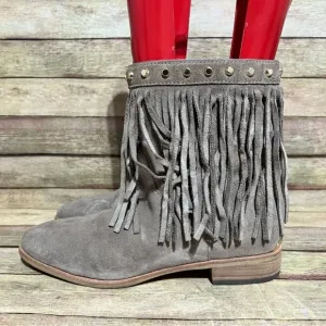 Micheal Kors Grey Suede Fringe Ankle Boots