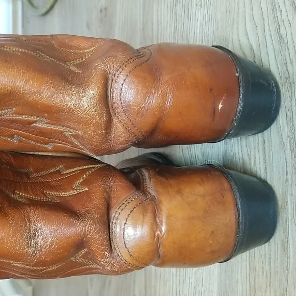 Miller Stockman Mens Cognac Cowboy Boots Size 7 1/2