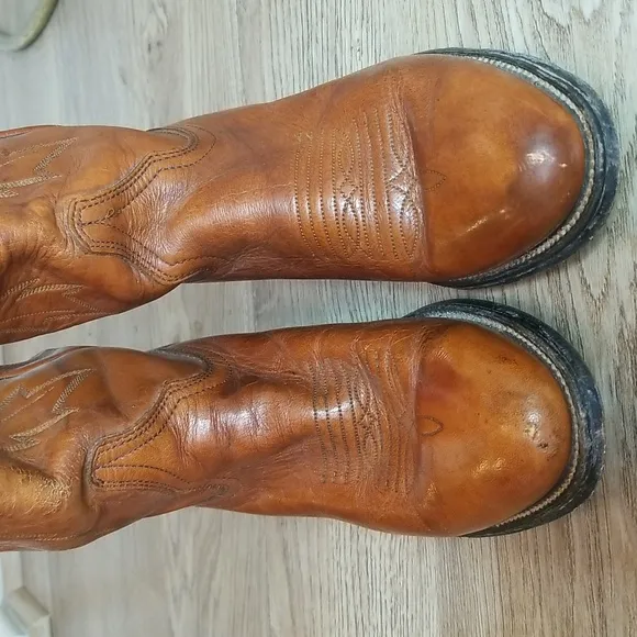 Miller Stockman Mens Cognac Cowboy Boots Size 7 1/2