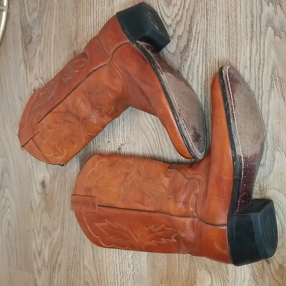 Miller Stockman Mens Cognac Cowboy Boots Size 7 1/2