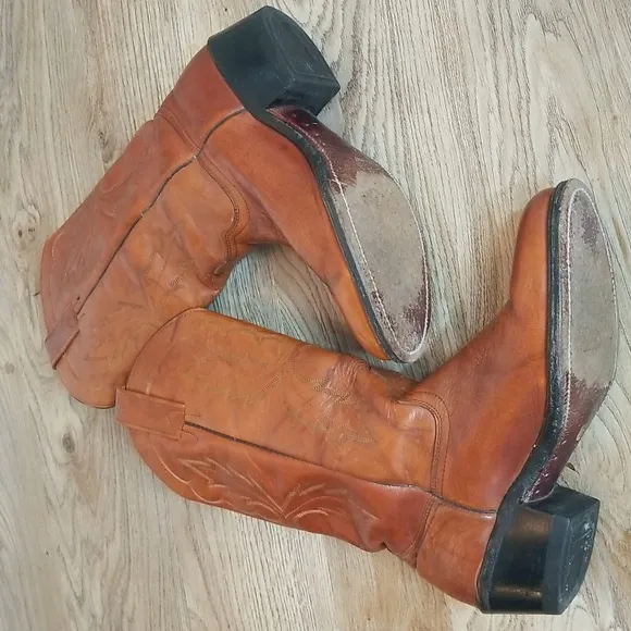 Miller Stockman Mens Cognac Cowboy Boots Size 7 1/2