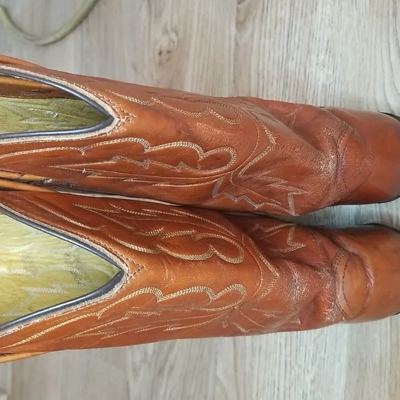 Miller Stockman Mens Cognac Cowboy Boots Size 7 1/2
