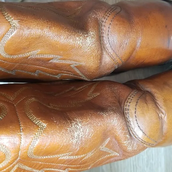 Miller Stockman Mens Cognac Cowboy Boots Size 7 1/2