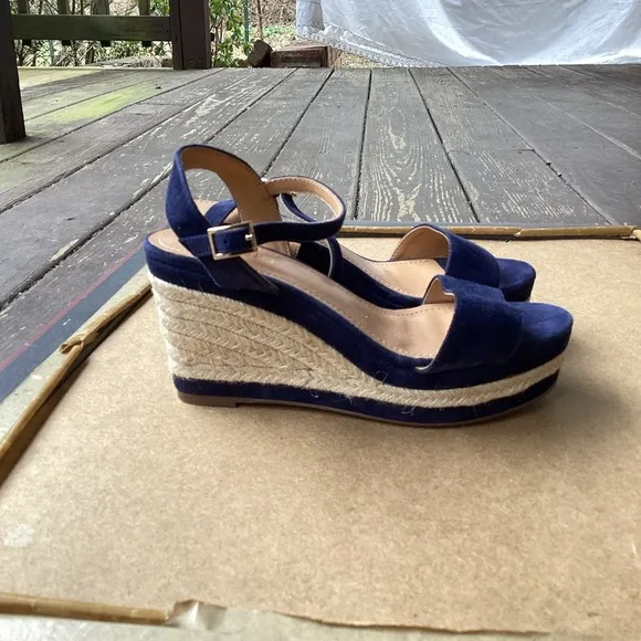 Minelli Blue and Tan Sandals Suede Ankle Strap