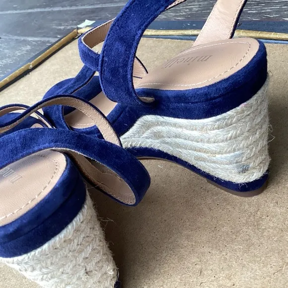 Minelli Blue and Tan Sandals Suede Ankle Strap