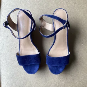 Minelli Blue and Tan Sandals Suede Ankle Strap