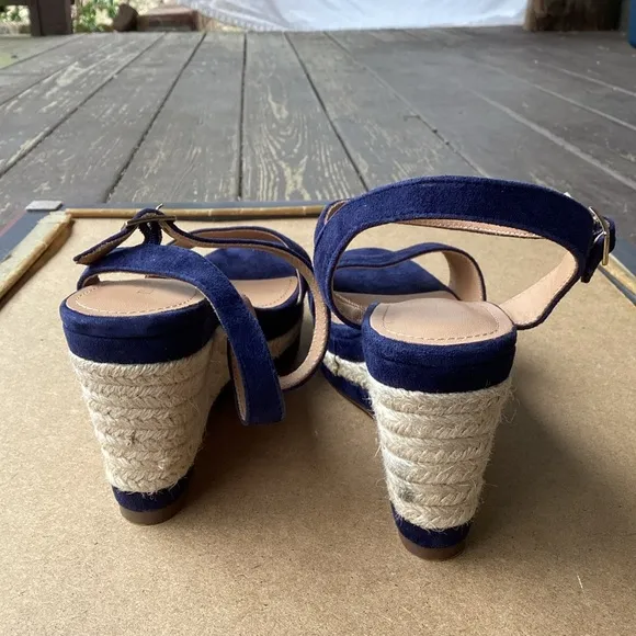 Minelli Blue and Tan Sandals Suede Ankle Strap