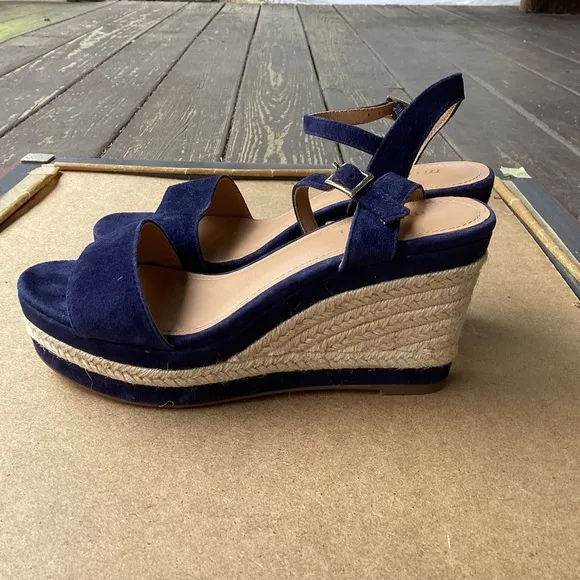 Minelli Blue and Tan Sandals Suede Ankle Strap