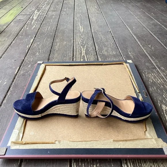 Minelli Blue and Tan Sandals Suede Ankle Strap