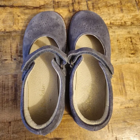 Mini Boden Mary Jane Shoes Gray Suede Leather  Size 31   US SIZE 13