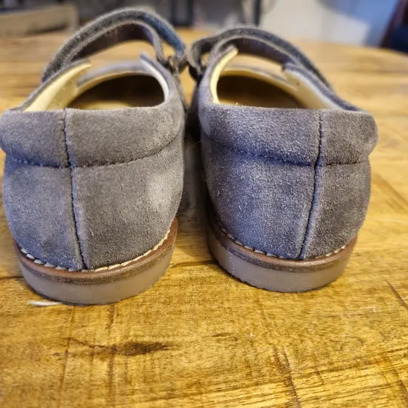 Mini Boden Mary Jane Shoes Gray Suede Leather  Size 31   US SIZE 13