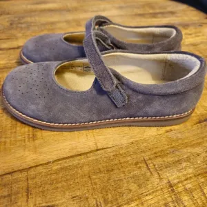 Mini Boden Mary Jane Shoes Gray Suede Leather  Size 31   US SIZE 13