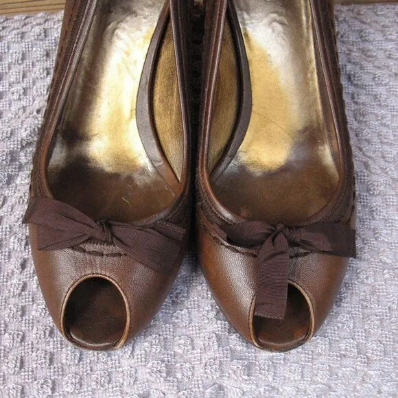 Miu Miu Brown Leather Wedge Shoes