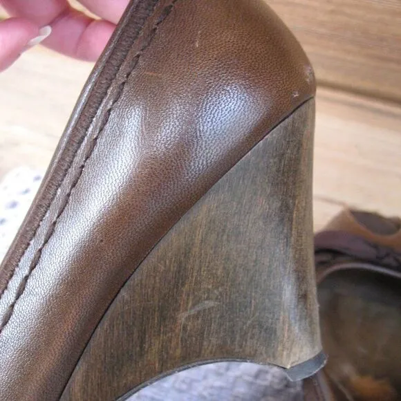 Miu Miu Brown Leather Wedge Shoes