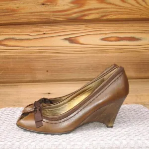 Miu Miu Brown Leather Wedge Shoes