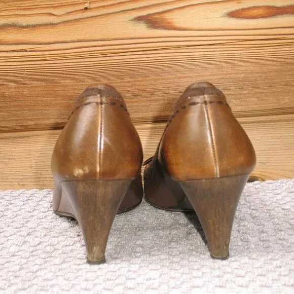 Miu Miu Brown Leather Wedge Shoes