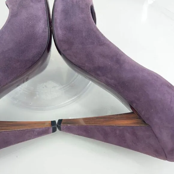 Miu Miu Pumps Women 40 10 Purple Suede Close Toe Shoes High Heels Slip On