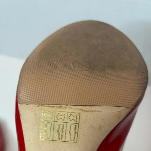 MIU MIU Red Patent Calzature Donna Peep Toe Heels Size EU38.5